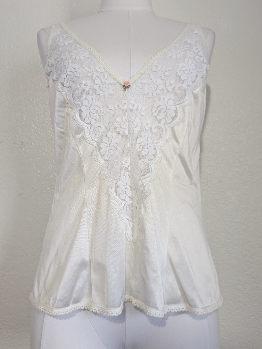 JCPenney Off White Lace-Trim Satin Camisole Slip Size 38